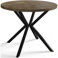 Alpi Möbel AlpiMeble Table de salle à manger ronde LOFT LITEN, table extensible diamètre : 120 cm/200 cm, table de salon, couleur : gris, avec pieds en métal de couleur noire
