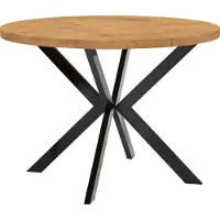 Dekori.Interiors Table de salle à manger ronde, noire, modèle ENDIK, 110/160 cm, extensible, en chêne Lancelot avec structure métallique – Style industriel, loft