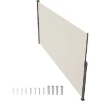 SucceBuy , store latéral rétractable 180 x 350 cm, brise-vue d'extérieur, polyester 180 g, imperméable, protection UV 30+, séparateur d'espace, brise-vent pour terrasse, jardin, balcon, beige