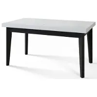 Alpi Möbel Skandi Table de salle à manger, rectangulaire, extensible, dimensions : 160-210 x 90 x 78 cm, couleur : blanc, avec pieds en bois de couleur noire