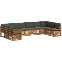 vidaXL Ensemble de salon de jardin 10 pièces, couleurs : naturel et anthracite