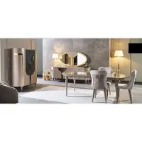 Xl Moebel Gmbh Salle à manger design Set 8pcs Table de salle à manger Chaise Commode Miroir Tables de salle à manger en bois