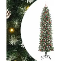 Syfax Arbre de Noël artificiel slim avec 300 LED Vert et blanc 240 cm