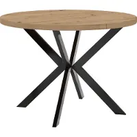 Dekori.Interiors Table ronde à rallonges pour la salle à manger, ENDIK, avec pieds en métal, style loft, industriel, diamètre : 90 / 190 cm, Couleur : Chêne Artisan / Noir