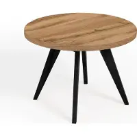 Dekori.Interiors Table ronde à rallonges pour la salle à manger, LORA, style loft, scandinave, diamètre : 110 / 210 cm, couleur : chêne wotan / noir