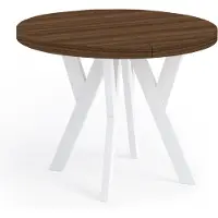 Dekori.Interiors Table ronde à rallonges pour la salle à manger, PERO, style loft, scandinave, diamètre : 100 / 200 cm, couleur : Franklin noyer / blanc