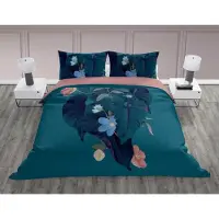 Faro Linge de lit, 100 % coton, haute qualité, 200 x 220 cm, Trendy 008 Turquoise, grandes feuilles