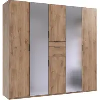 Wimex Armoire à portes battantes Moldau avec miroir, finition au choix : chêne planches