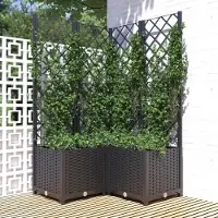 Prolenta Maison Exclusive - Bac à plantes avec treillis, noir, 80 x 80 x 136 cm, PP