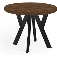 Dekori.Interiors Table ronde à rallonges pour salle à manger, PERO, style loft, scandinave, diamètre : 110 / 210 cm, couleur : Franklin noyer / noir