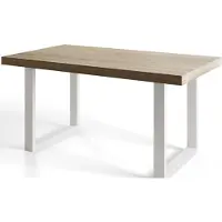 Alpi Möbel Table de salle à manger industrielle LOFT-U, dimensions : 160 x 90 x 77 cm, table de salon couleur : Sonoma, avec pieds en métal de couleur blanche
