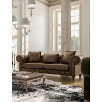 AEA Chesterfield de luxe marron Ensemble de canapés modernes Fauteuil trois places textile