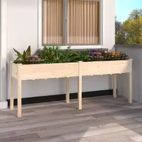 Prolenta Maison Exclusive - Jardinière en bois massif de sapin, avec insert, dimensions : 203 x 53 x 76 cm