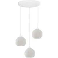 Light11 HOME Lampe à suspendre Riffle Blanc 3 flammes avec abat-jour boule blanc E27