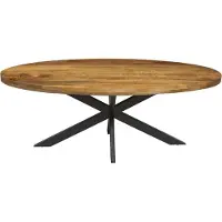 Meublorama Table à manger ovale BOURGIA en bois massif de Mangolia, idéal pour une salle a manger conviviale