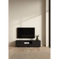 Syfax Meuble TV MEDIA, Noir Mat, 2 Portes, 1 Tiroir, 147,2 x 39,8 x 38,4 cm, Fabrication Danoise