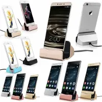 Wigento Station d'accueil Dock pour Micro-USB 5 Pin / TYP-C / pour smartphones Apple Charge, Docking- Station de charge Version:Micro-USB 5 Pin Or Rose