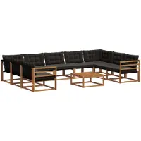 vidaXL Ensemble de canapés d'extérieur avec coussins 10 pièces Naturel et Noir