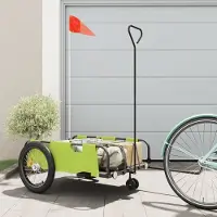Prolenta Maison Exclusive - Remorque pour vélo, vert et noir, en tissu Oxford et en fer