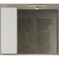 Meublorama Miroir design avec rangement, 92x75 cm, collection BURA, coloris blanc brillant et béton