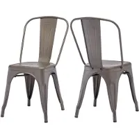 Duhome Chaise en métal Chaise de bistrot set de 2 en fer Chaise de salle à manger avec dossier, chaises de cuisine empilables design industriel, mat/marron métallisé
