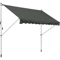 SUCCESS COURIER Auvent sur pied, 300 x 150 cm, auvent à manivelle, auvent sur pied résistant au vent, aluminium, gris
