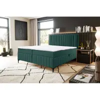 VENASI QUANT Lit Boxspring 140x200 avec 2 tiroirs de lit et matelas TOPPER H2/H3 VERT Bluvel 78