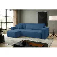 VENASI LUNA Canapé d'angle universel avec fonction de couchage et coffre de lit Cordon bleu Canapé-lit d'angle Canapé