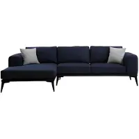 Xl Moebel Gmbh Ecksofa L-Form Dunkelblau Einfarbig Textil Material mit Kissen Wohnzimmer
