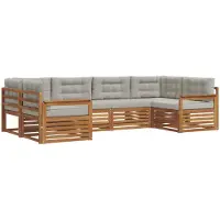 vidaXL Ensemble de canapés d'extérieur avec coussins 6 pièces Naturel et gris clair