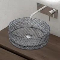 Doporro Lavabo à Poser Vasque en Verre Gris Lave Mains Rond de Salle de Bains Petit Lave-Mains pour WC 39x39x12 cm Minerva07
