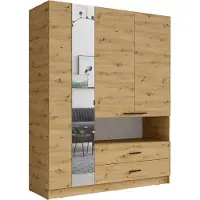 Meublorama Armoire 3 portes MEIJE - Design moderne avec miroir et niche apparente