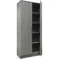 Meublorama Armoire REY – 2 portes – 80×180 cm – Chêne gris – Style scandinave