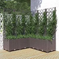 Prolenta Maison Exclusive - Bac à plantes avec treillis, marron, 120 x 120 x 136 cm, PP