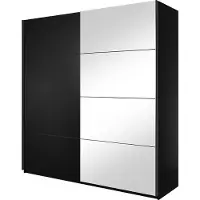 Meublorama Armoire design 180cm. 2 portes avec miroirs modulables. Couleur noir mat. Collection EOS