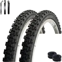 Maxxi4you 2 pneus de vélo VEE Rubber V114 24" noirs 47-507 (24 x 1,75) + 2 chambres à air AV adaptées, démonte-pneus inclus