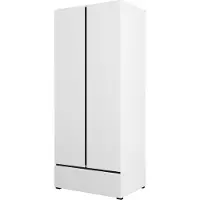 Meublorama Armoire HAVANA 90 cm – 2 portes + 1 tiroir – Coloris blanc et noir – Design moderne et fonctionnel