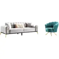 AEA Wohnzimmer Set 2tlg 3-Sitzer Sofa Sessel Textil Wohnzimmer Modern 3+1
