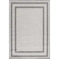 Teppium Tapis Couloir Intérieur Extérieur 80x150 cm Bordure Crème Gris