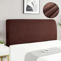 Ele eleoption Tête de lit Housses Housse de tête de lit petite housse de tête de lit carrée en jacquard Douceur Tête de lit élastique 71"-78" King - Marron