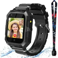 Ele eleoption (Noir) T32 4G Smartwatch pour enfants, montre téléphone avec appareil photo, prise d'appel, podomètre, SOS, GPS Smartwatch