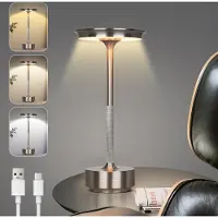 Lapalife Lampe de table LED sans fil, batterie rechargeable, 3 températures de couleur, intensité réglable, rechargeable, lampe de chevet, étanche, pour l'intérieur et l'extérieur, argent
