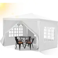 Peviasot Pavillon de jardin , tente de jardin, tente de marché, structure stable, pavillon de jardin avec revêtement PE, protection solaire pour l'extérieur, blanc, 3 x 3 mètres