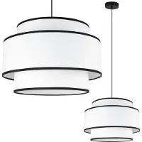 Light11 HOME Vienna Lampe À Suspendre Blanc 1 Plat 40Cm Bord Noir E27