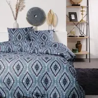 TODAY Parure de lit Sunshine 2 personnes, 260x240cm, Coton Imprimé, Bleu