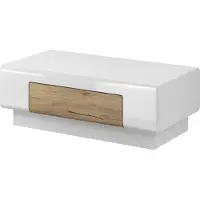 Meublorama Table basse OHIO – Blanc mat et chêne 110x60 cm