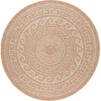 Teppium Tapis Rond Intérieur Extérieur 200 cm Beige Effet Sisal