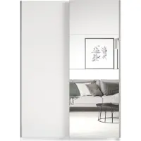 Meublorama Armoire design 120cm. 2 portes avec miroirs modulables. Couleur blanc mat. Collection EOS