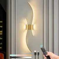 Lapalife Applique murale LED d'intérieur moderne, dimmable, 3 températures de couleur, rechargeable, avec télécommande