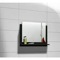 Meublorama Miroir salle de bain RAVEN – 60x50 cm – Noir mat et brillant